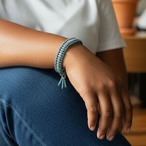 #351 HAND CRAFTED Bracelet Bracelet handcrafted handmade Super Duo Gunmetal Blue